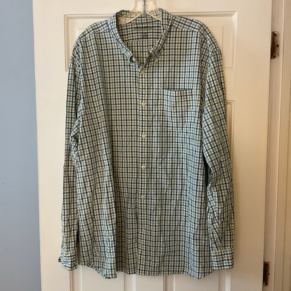Eddie‎ Bauer Legend Wash Button Down Shirt Blue Green Check XXL 2XL Gorpcore